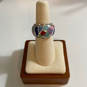 Stunning sterling silver multicolored ring